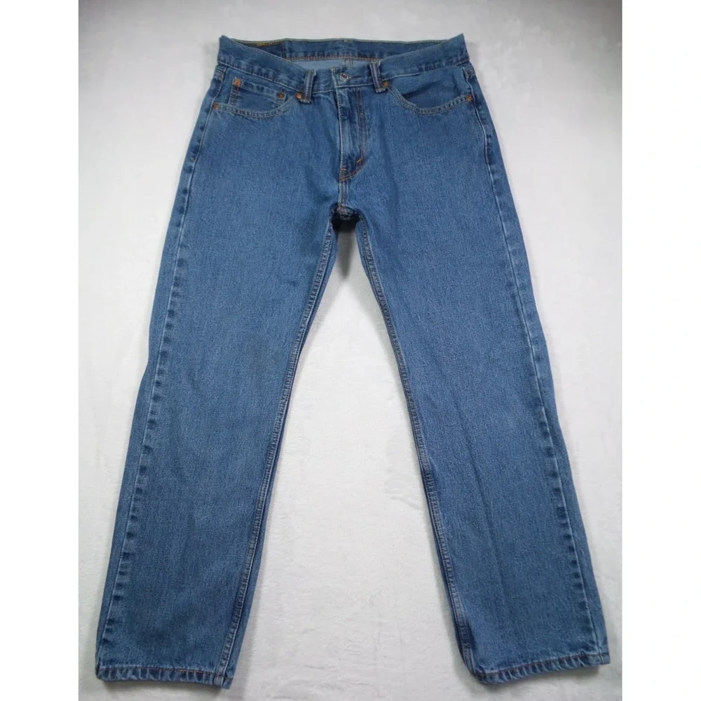 Levis 505 Mens Jeans 32 x 29 Blue Denim Straight Leg Regular Fit Mid Rise